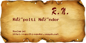 Rápolti Nándor névjegykártya